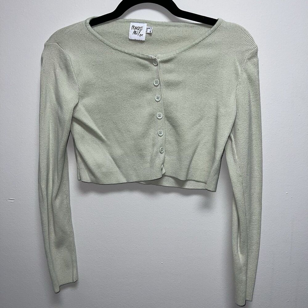 Princess Polly green long sleeve cropped cardigan women’s size 4 / small